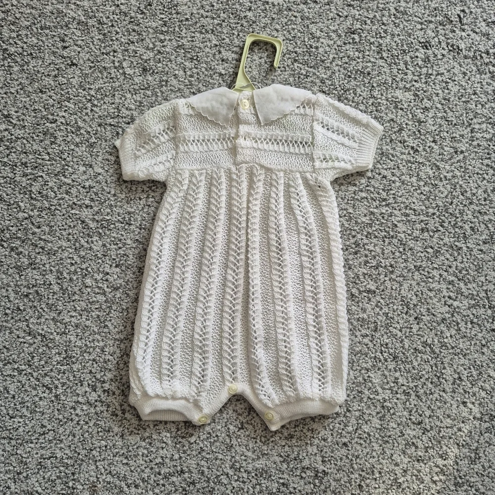 New Baby Size 3-9 Month White Knit Layette Outfit